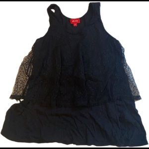 Ella Moss Girls Top w/ Sheer Overlay